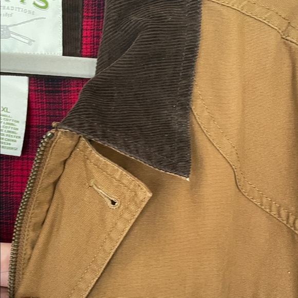 Orvis Tan Field Barn Chore Jacket with Dark Corduroy Collar Sz XL - Picture 3 of 11